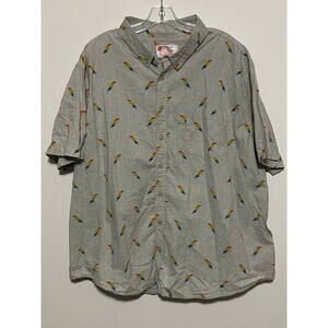 Target Gay Pride Rainbow Lightning Bolts Gray Button Short Sleeve Shirt Mens XXL